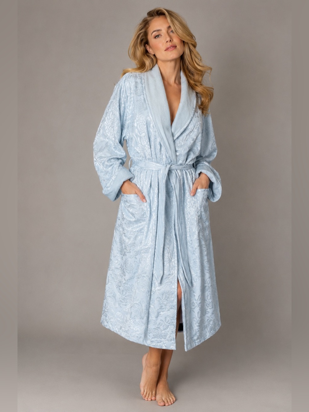 Vintage Victoria’s Secret Gold Tag Blue Floral Robe M/L Luxury Lounge